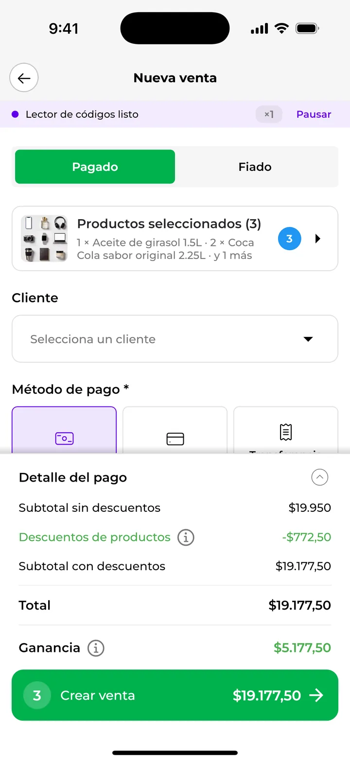 La Caja POS de chambaclub mostrando la ganancia de la venta